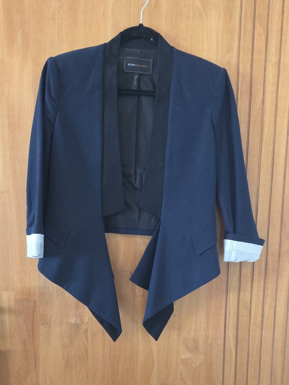 BCBGeneration Navy Draped Open-Front Women's Blazer